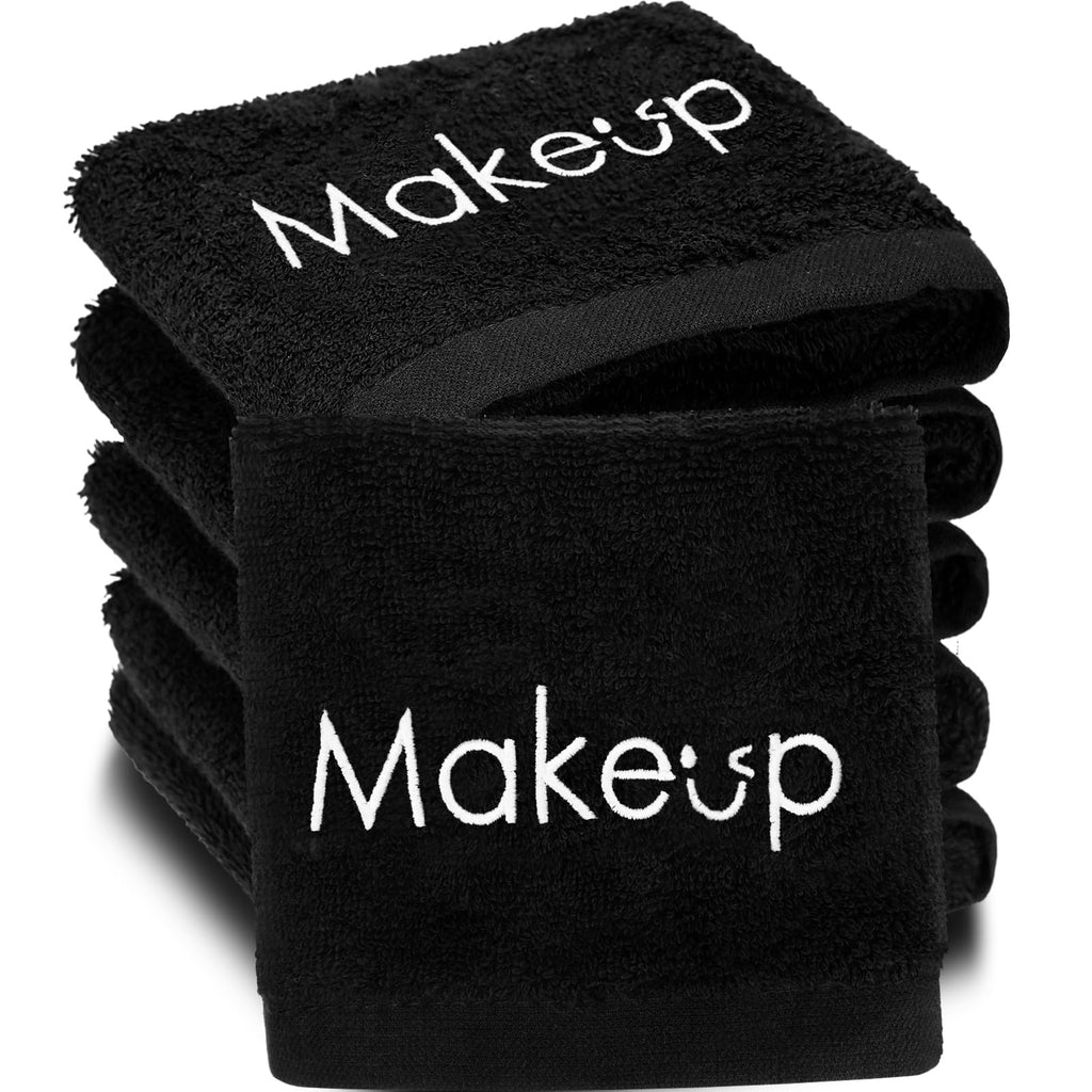 Shimeyao 13x13 Inch Black Makeup Towels Bulk Reusable Makeup Washcloths for Face Facial Remover Washcloths Absorbent Cotton Towel for Salon Spa Women Skin Care(6 Pcs,Cross Pattern)