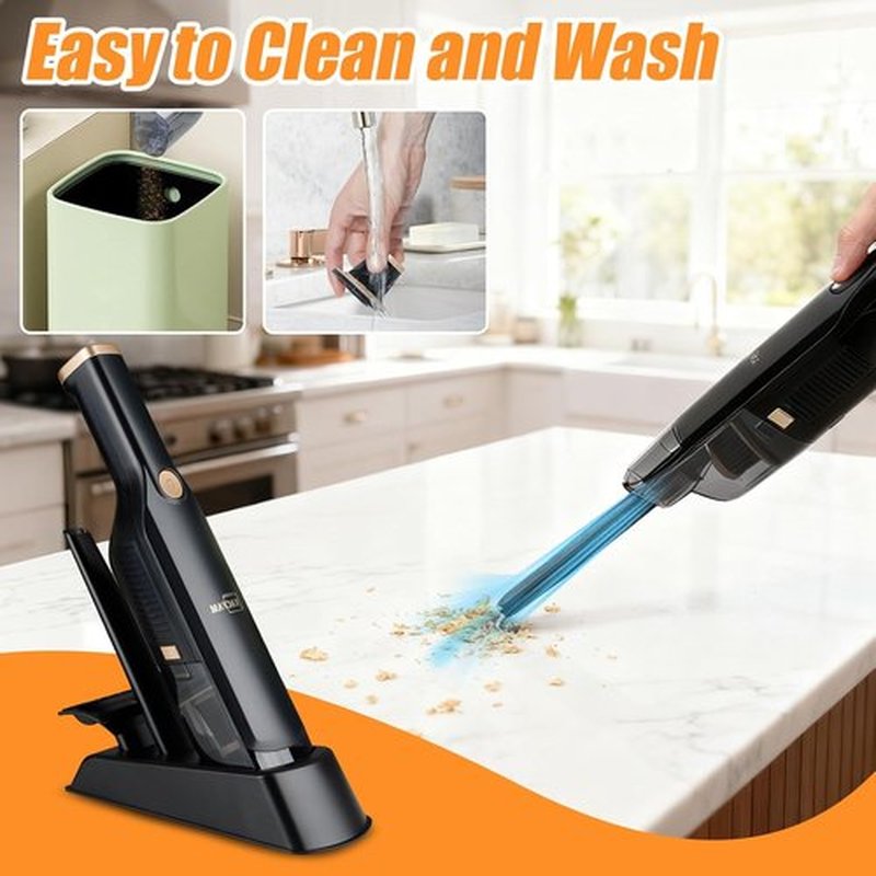 Skiennix Handheld Cordless Vacuum - 15KPA High Power with USB Quick Charge | Mini Dust Buster in Black