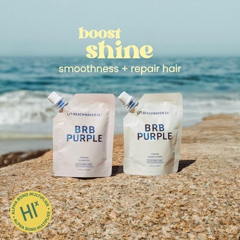 Beachwaver Co. BRB Blonde Purple Shampoo - Travel Size (3 Oz) | Anti-Brass Toning & Moisturizing Formula for Blonde & Grey Hair