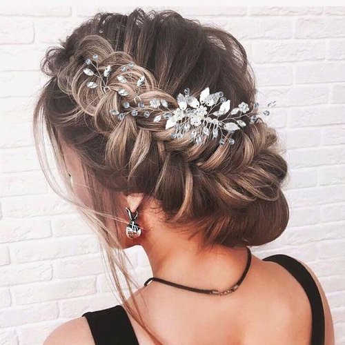 Crystal Wedding Hair Accessories - Hair Comb with Rhinestone Hair Pins and Pearls for Bride, Bridesmaids, Flower Girls (Silver)