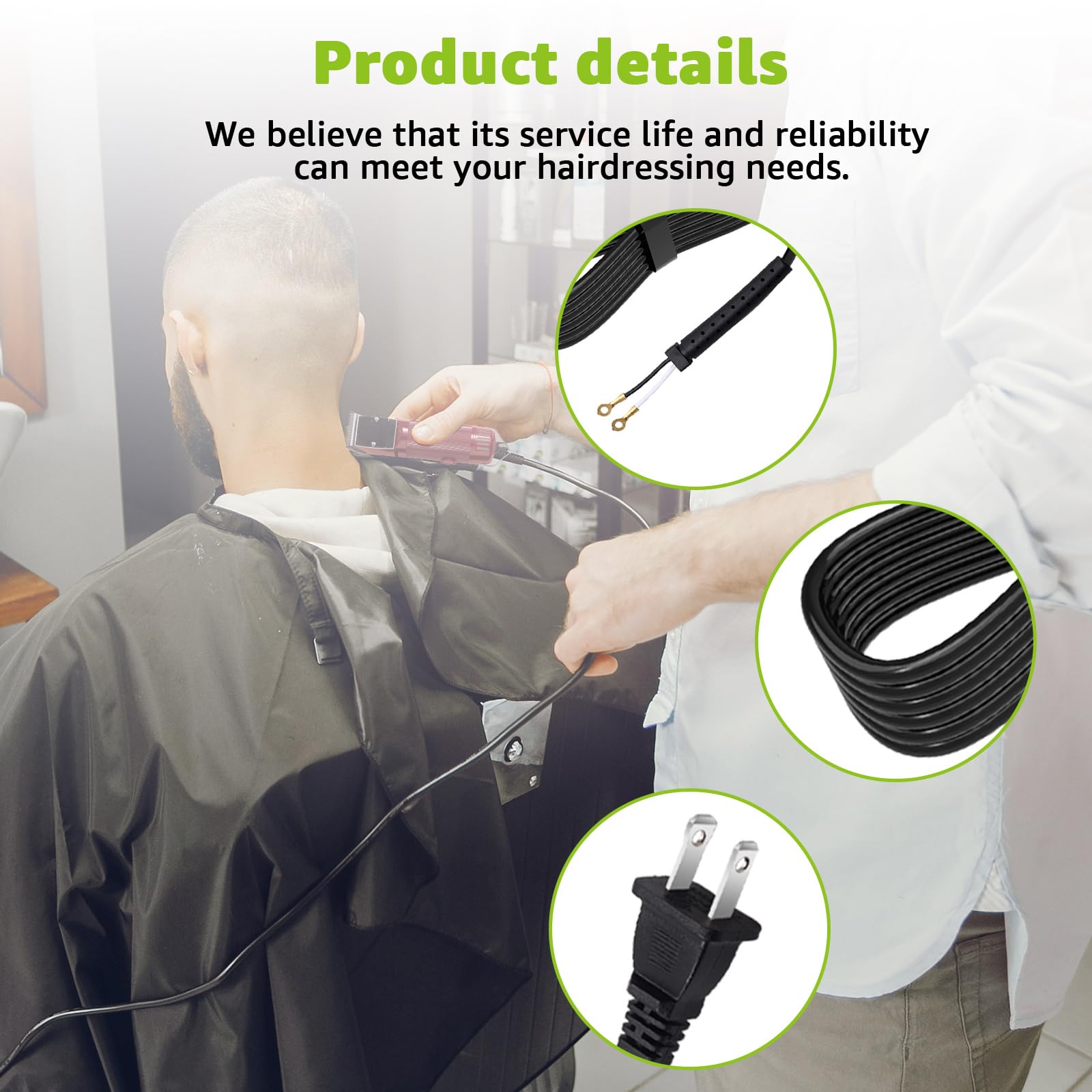 Replacement Hair Clippers Power Cord for Oster Classic 76 Clippers – Durable,Flexible Professional Hair Clippers Cord 8FT