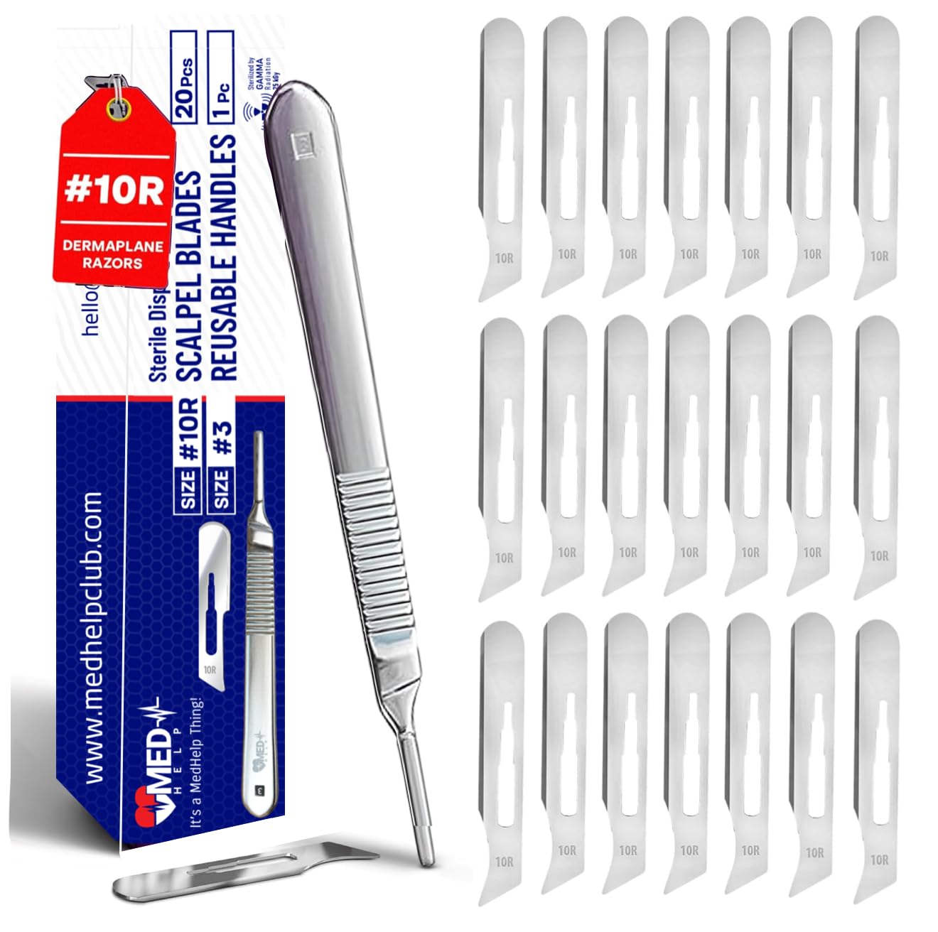 10R Blades Dermaplaning Scalpels with Dermaplane Handle, Pack of 21 Dermaplane Razor for Women Face with Stainless Steel Scalpel Handle 3 - Dermaplaning Tool for Face