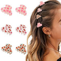 Mini Valentines Hair Claw Clips with Heart,Bow and Lips Design Acrylic Non-Slip Claw Hair Clips Reusable Cute Clip for Hair for Women Girls Valentine's Day Accessories 6 Pcs