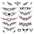 Pixel Hearts Tramp Stamp Temporary Tattoos | Y2K Edgy Cybersigilism | Realistic Waterproof Fake Tats | Festival, Bachelorette, Halloween, Birthday Favors, Accessories