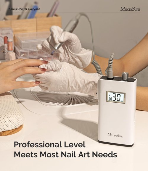 MelodySusie Entry-Level Clip-On Rechargeable Nail Drill, SC320H 30000RPM Popular Classic E-File with LCD Display for Manicure Shaping & Gel Removal, Perfect for Training, Nail Art Practice & Home Use