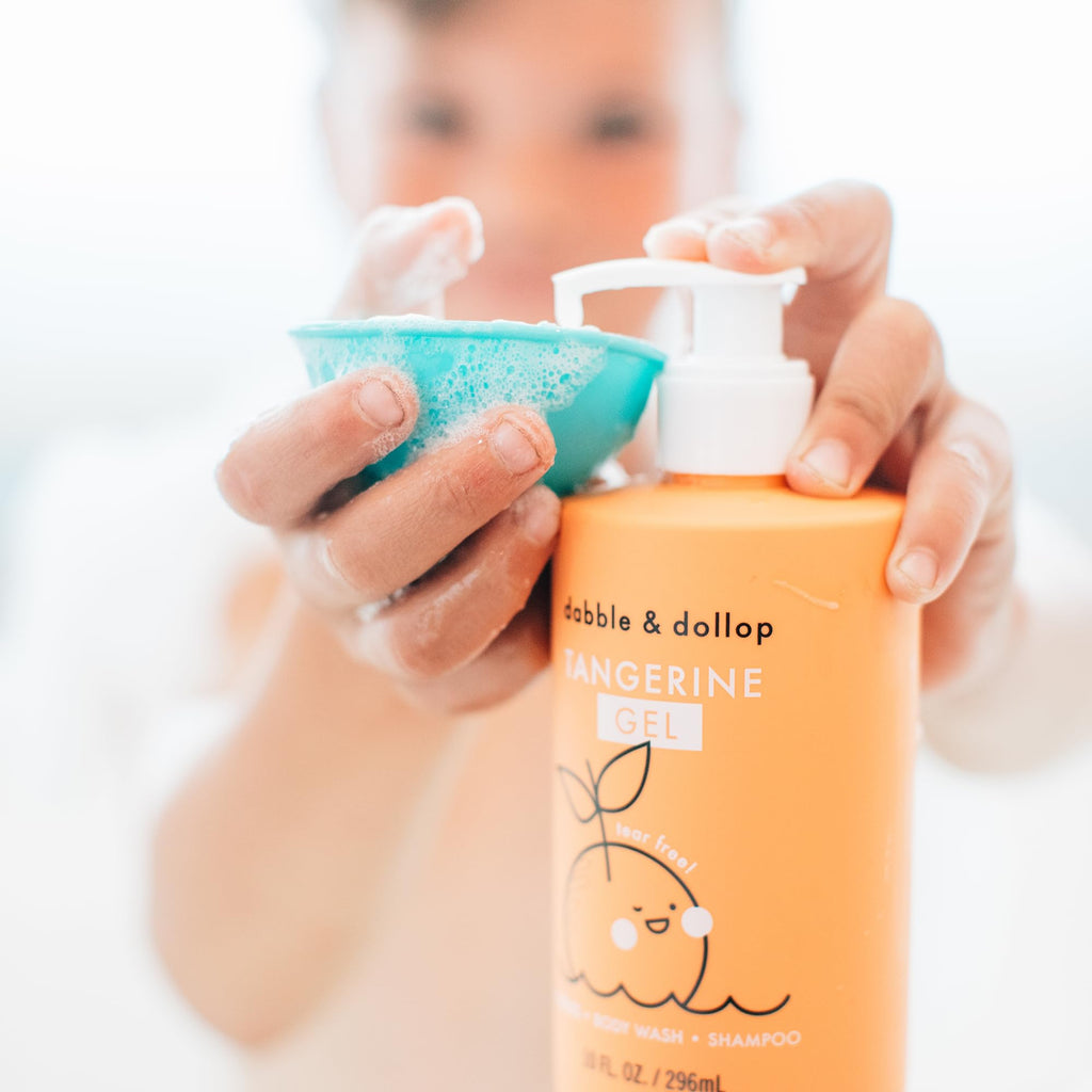 Dabble & Dollop Tangerine + Vanilla Kids 3-in-1 Body Wash, Shampoo & Bubble Bath Bundle – Gel + Foam Whip Set, Tear-Free, Gentle, Natural-Origin, Hypoallergenic and Safe for Sensitive Skin (Pack of 2)