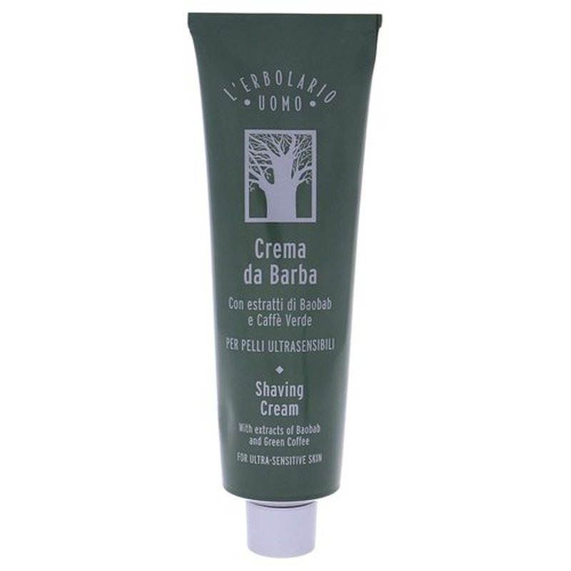 L'Erbolario Baobab & Green Coffee Shaving Cream - Non-Foaming for Gentle Shave - 5.07 Oz
