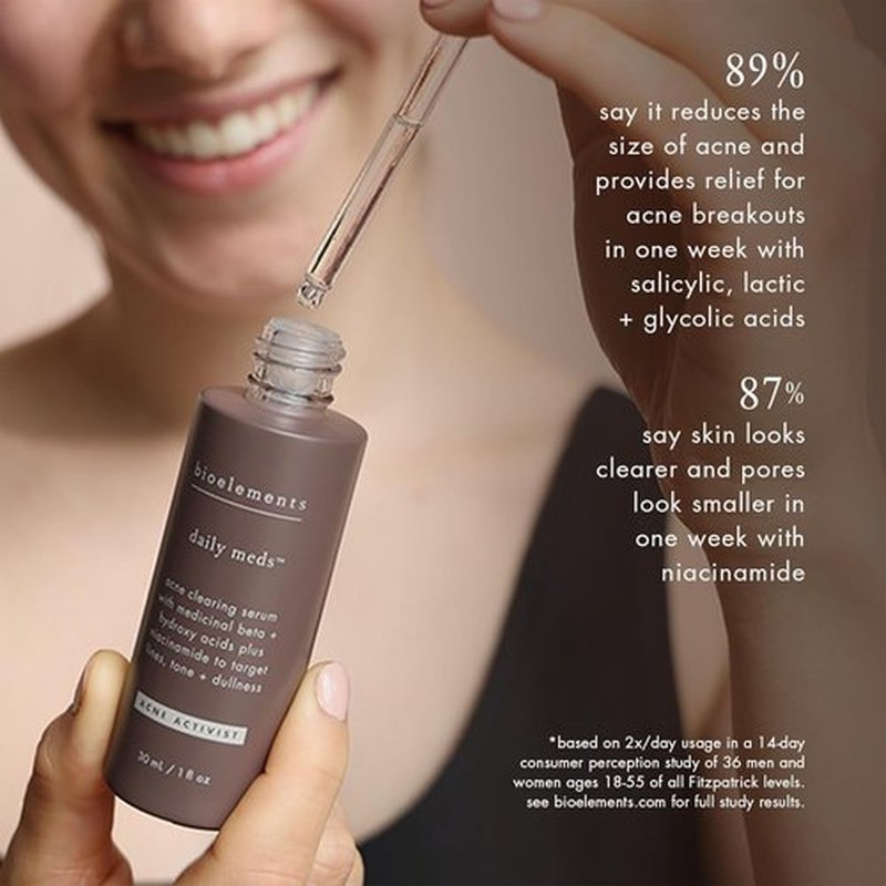 Bioelements Daily Meds Acne Clearing Serum - 1 fl oz | Targets Lines, Tone & Dullness - Vegan & Gluten-Free