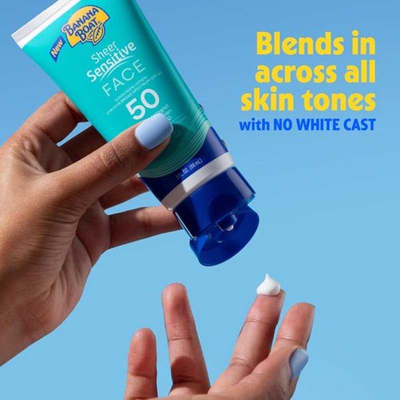 Banana Boat Sheer Sensitive Face Lotion - SPF 50 Protection | 3oz Size for Sensitive Skin