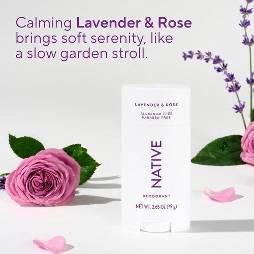 Native Deodorant - Aluminum-Free Lavender & Rose | 72-Hour Odor Control for Men & Women - 2.65oz