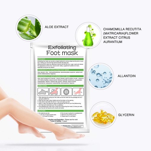 Foot Peel Mask 3 Pack， Exfoliator Peel Off Calluses Dead Skin Callus Remover，Baby Soft Smooth Touch Feet-Men Women (Aloe Vera)