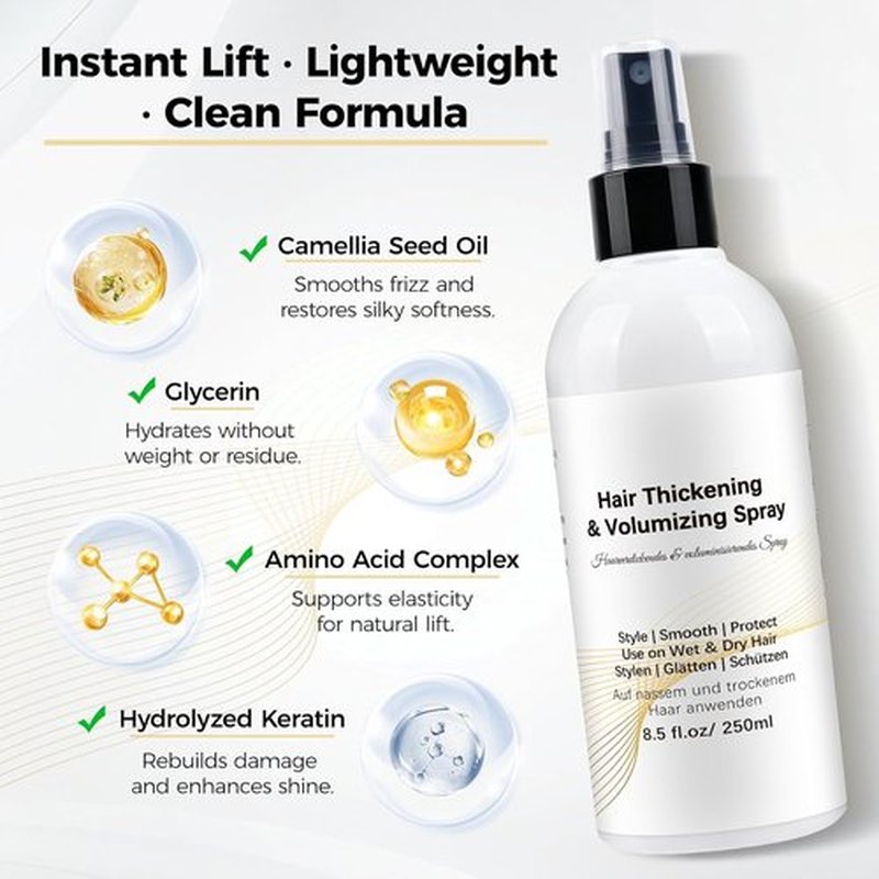 Skiennix Hair Thickening Texture Spray - Volume-Boosting Formula for Fine Hair | 8.5 oz