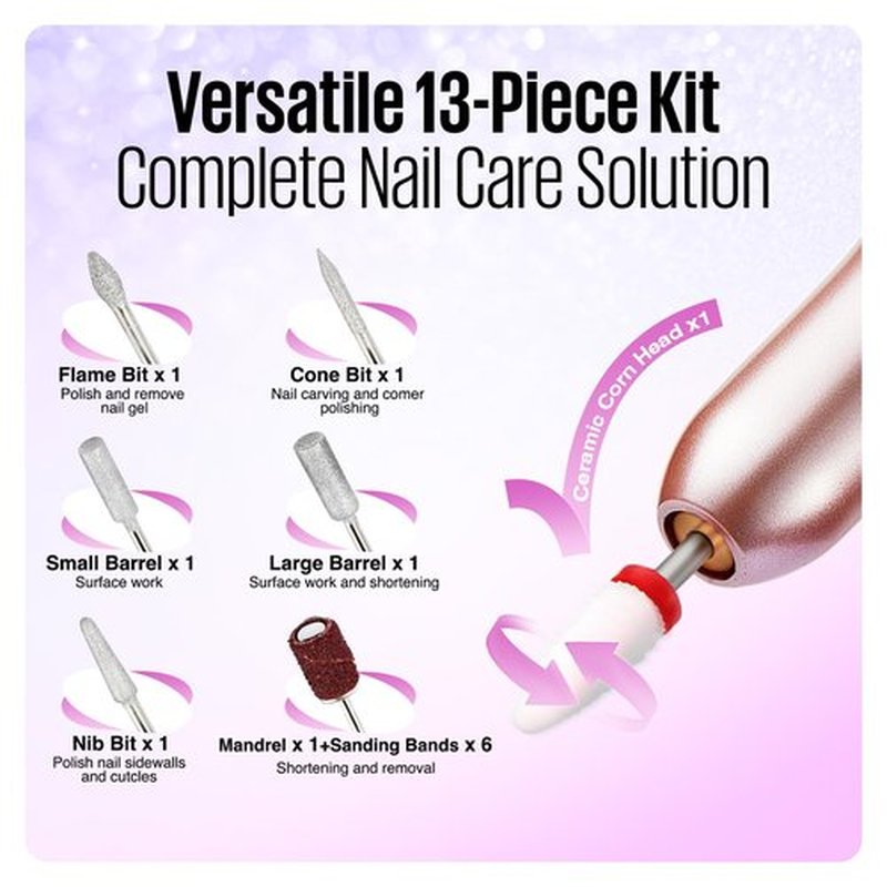 MEFA 16 PCS Kit Electric Nail Drill with Bits & Dust Brush, 20000RPM Portable Professional Electric Nail File, Manicure Pedicure Nail Set Efile Nail Drill for Home Salon