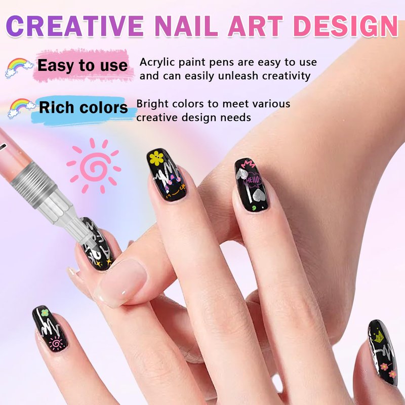 XINGXYUEL 12 Colors Nail Art Pens Set, Nail Art Markers Polish Pens for Painting Nails, Acrylic Paint Drawing Painting Dotting Markers Pen Quick Drying Nail Art Design Manicure Tools 06 Brown
