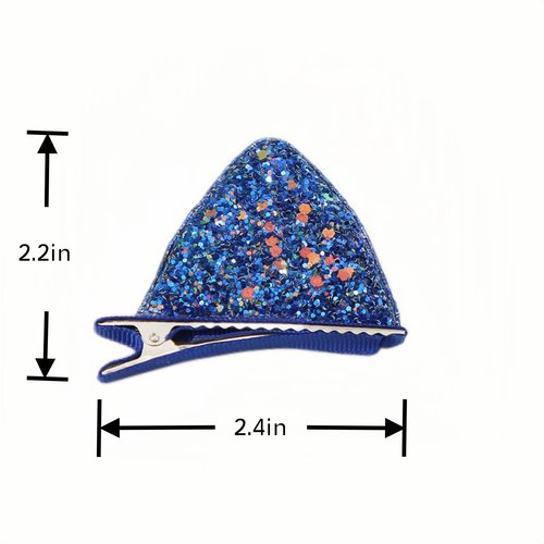 10 Pieces Glitter Hair Clips with Sequin Cat Ears for Girls and Women, Cute Hair Accessories Head Decoration for Cat Party Birthday Halloween Cosplay Costume Festival