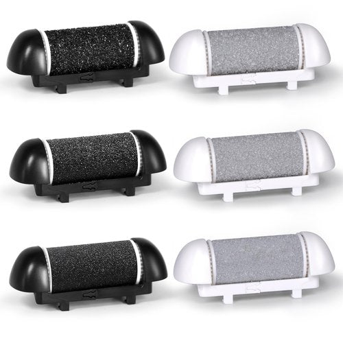 6 Pack Replacement Roller Refill Heads for Electric Foot Callus Remover, Electric Pedicure Tools Refill Heads with Extra, Regular, Fine Coarse 2 Each, Foot File Refill Roller