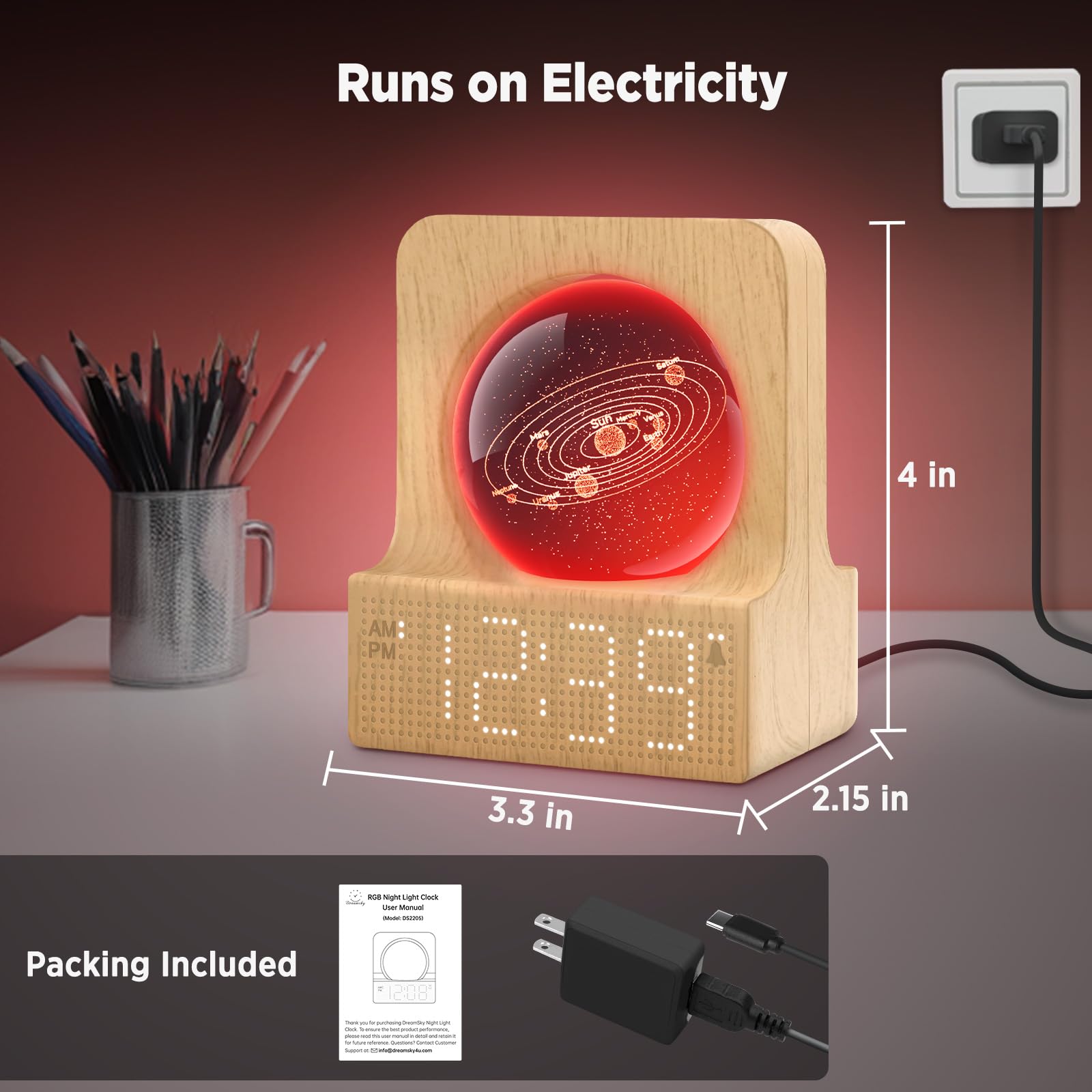 DreamSky Space Alarm Clock for Kids Teens with RGB Night Light for Bedroom