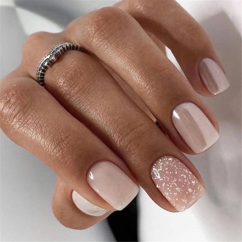 6 Packs (144 Pcs) Medium Press On Nails Almond, Short Fake Nails, French Tip, 24pcs in a Box