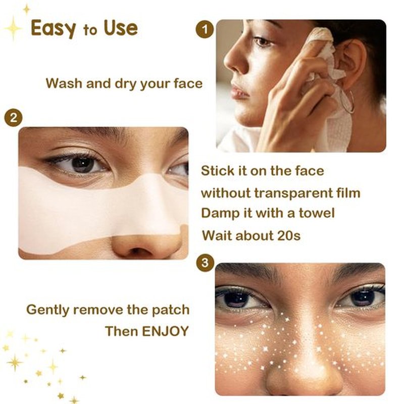 Artlunar 12Pcs Face Glitter Makeup Patches, Glitter Makeup Accessories for Women & Girls, Perfect for Music Festivals, Easter, Concerts, Parties, Halloween & Christmas.(Gold)