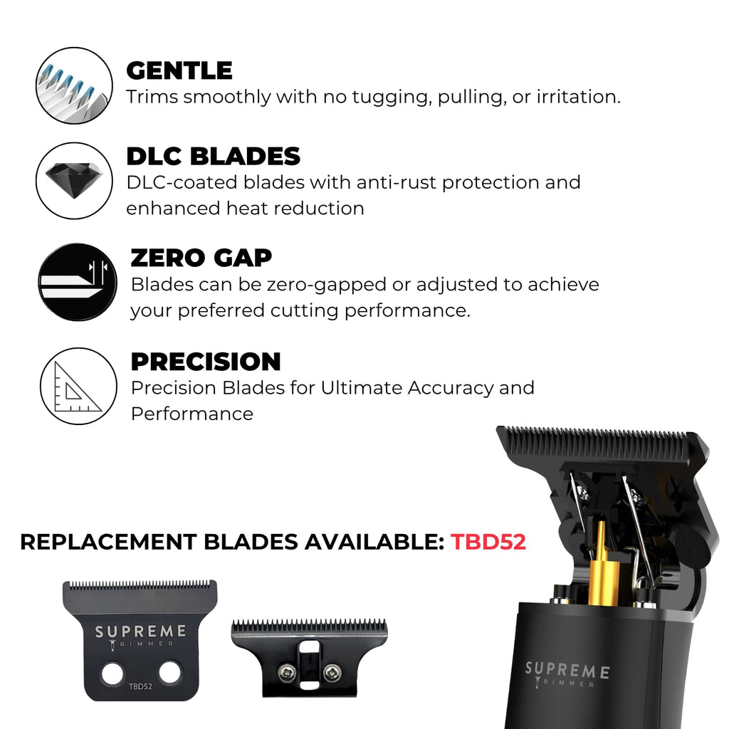Supreme Trimmer Pro Clipper All Metal w/Taper Blade | 300 Min Run Time Professional Hair Clipper Set, Cordless Beard Trimmer | STC5030 Black