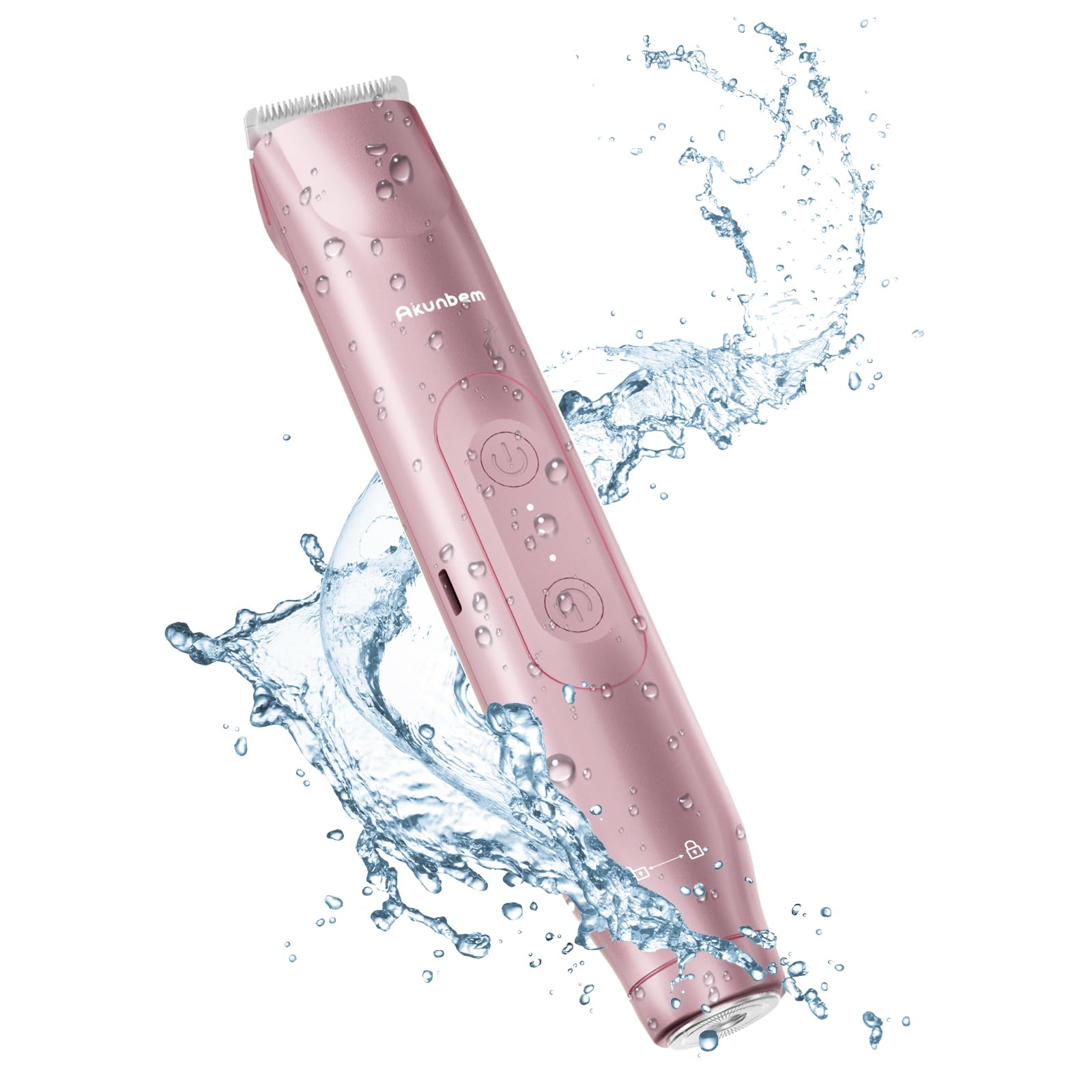 Akunbem Bikini Trimmer for Women - 2 in 1 Electric Razors for Women - Dual Head Electric Shaver - IPX7 Waterproof Wet & Dry Use Body Hair Trimmer and Facial Hair Remover for Bikini Underarm Leg Arm
