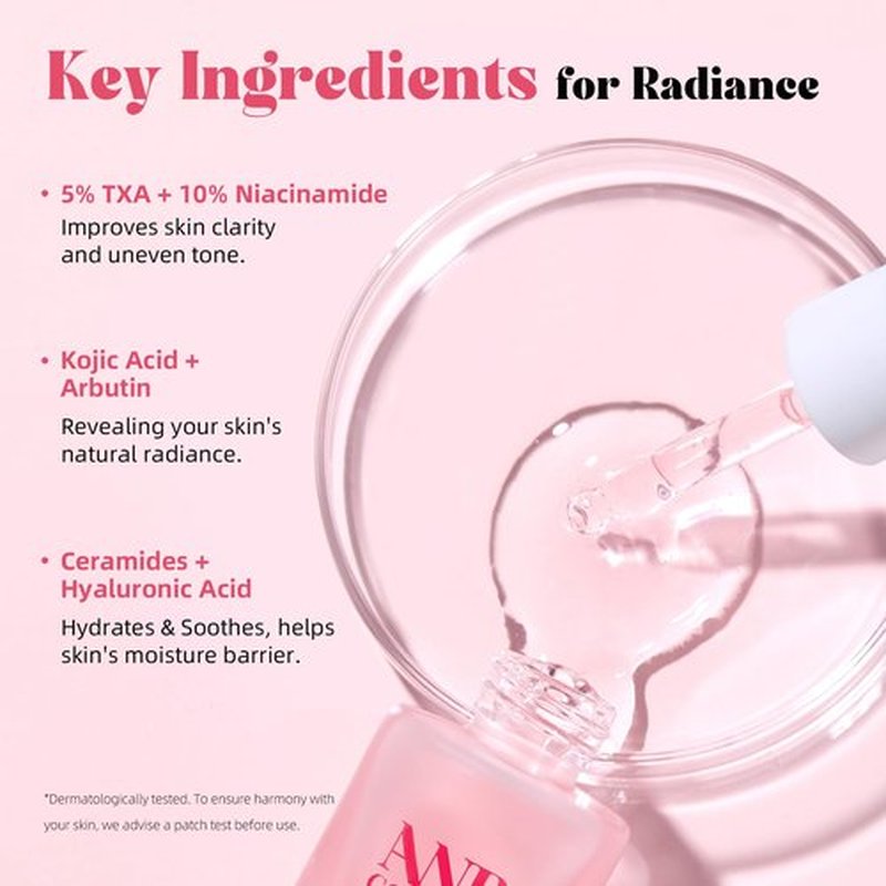 ANRCOLLECT 5% Tranexamic Acid + 10% Niacinamide Serum for Tone Perfecting, Post-Acne Care, Radiant Glow - with Kojic Acid, Ceramides, Hyaluronic Acid - 30ML Vegan Skincare