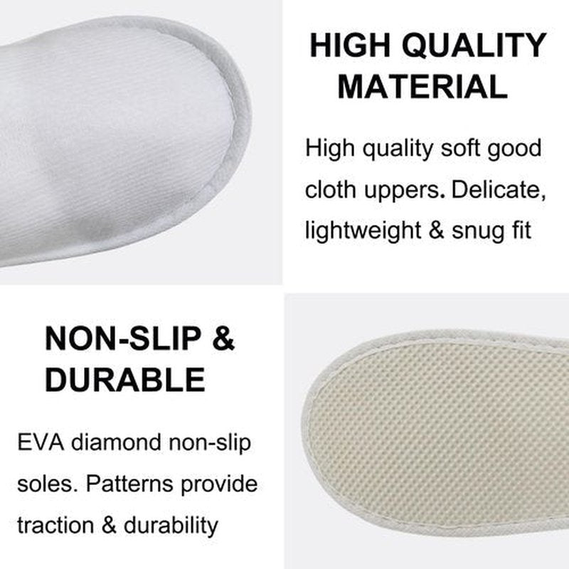 Celmuron 24 Pairs Disposable Slippers for Guests – Soft Fleece Surface, Individually Wrapped Bulk Spa Slippers for Hotel, Travel, Beauty Salon, Home Use(White)
