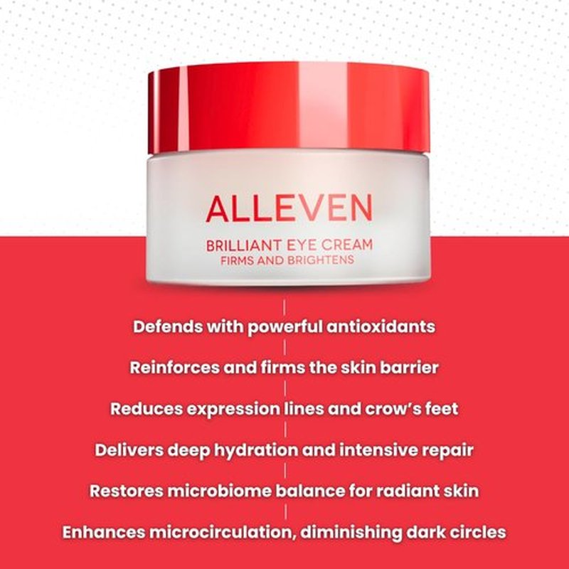 Alleven Brilliant Eye Cream - Firming & Hydrating Eye Brightener for Fine Lines & Dark Circles | Revitalizing Botanical Formula