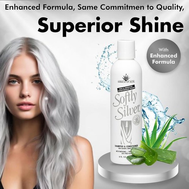 Softly Silver Shampoo - 2-in-1 Purple Restorative Hair Wash for Gray Hair | Adds Luster & Bounce, 12 oz