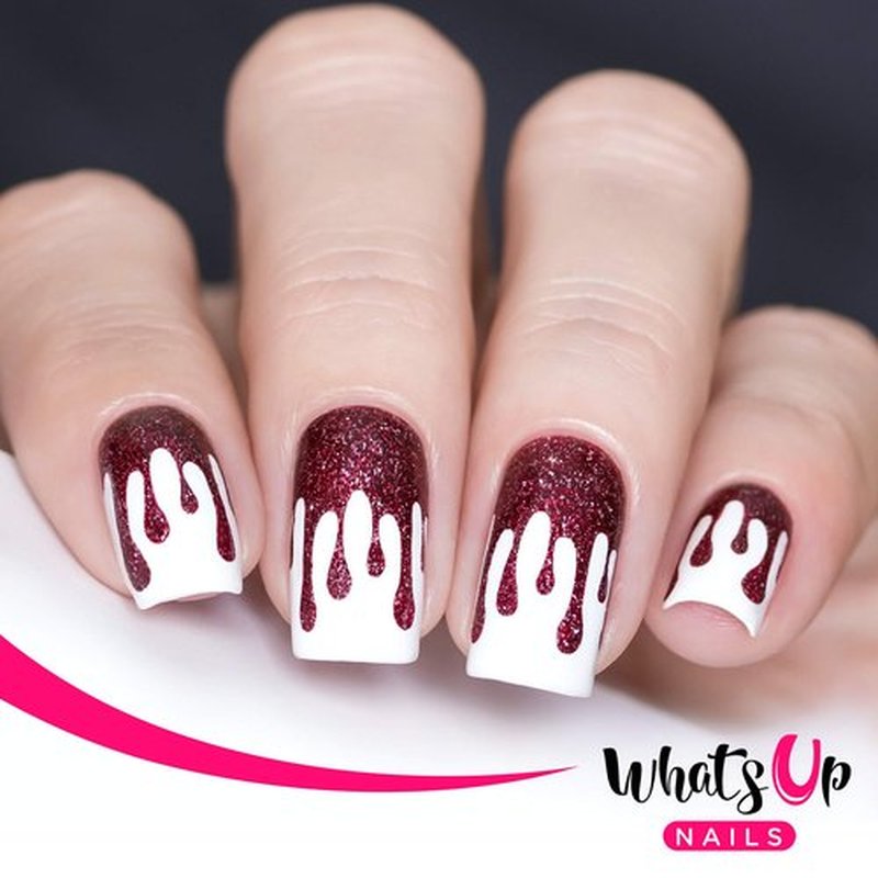 Halloween Nail Vinyl Stencils 4 Pack (Fire, Slime Drips, Spider Web, Pumpkin Faces) for Nail Art Design