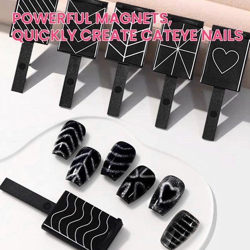 ESUOHYM 37 PCS Cat Eye Magnet Set, 6 In 1 Nail Polish Magnets for Nail Polish Gel, Hearts Flowers Magnets for Nails, Nail Art DIY Design Supplies for Home, Salon