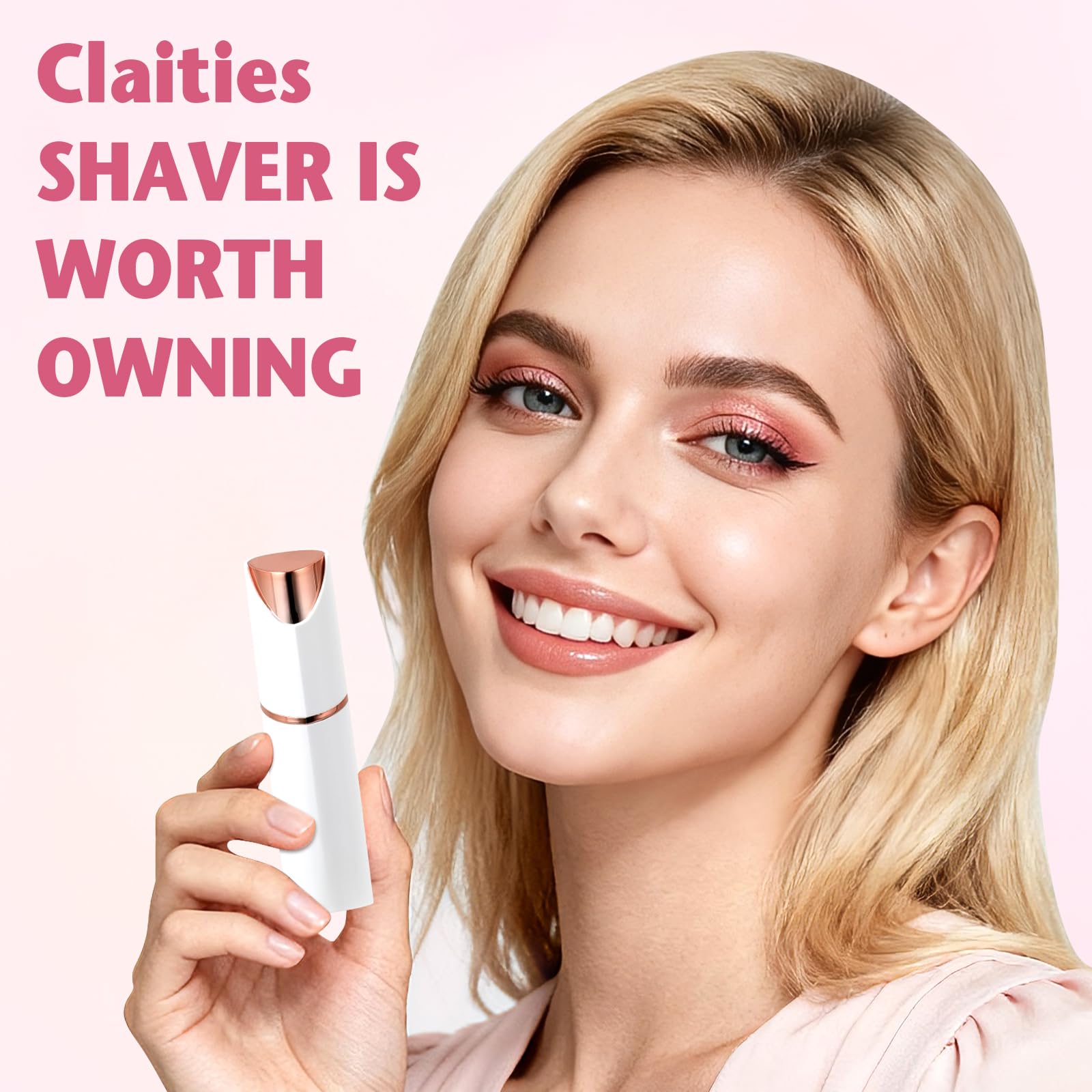Facial Hair Remover for Women- 2-in-1 as Seen on TV Painless Face Shaver -Mini Hair Remover, Electric Razor Shaver Portable Bikini Epilator for Lips, Chin, Armpit, Peach Fuzz,Neck, Cheek