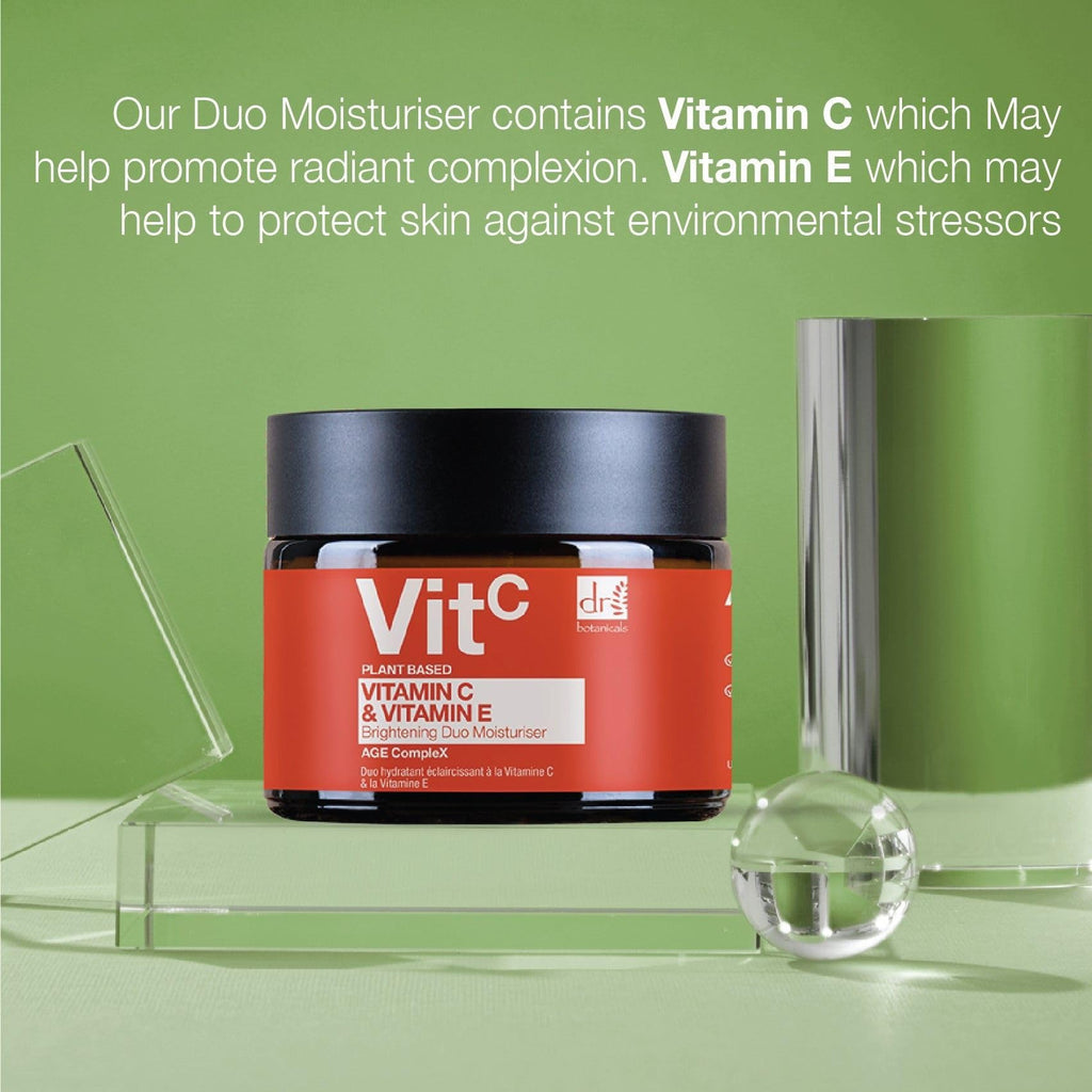 Dr Botanicals Vitamin C & E Brightening Duo Moisturizer - | Reveal Your Radiant Glow with our Anti-Aging Formula - Vitamin C for Brightening, Vitamin E for Protection - For Day and Night - 2.0 Fl oz