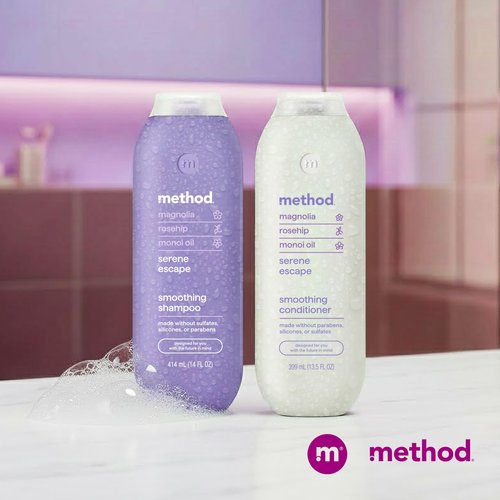 Method Smoothing Shampoo, Serene Escape, Magnolia + Rose Hip + Monoi Oil notes, 14oz