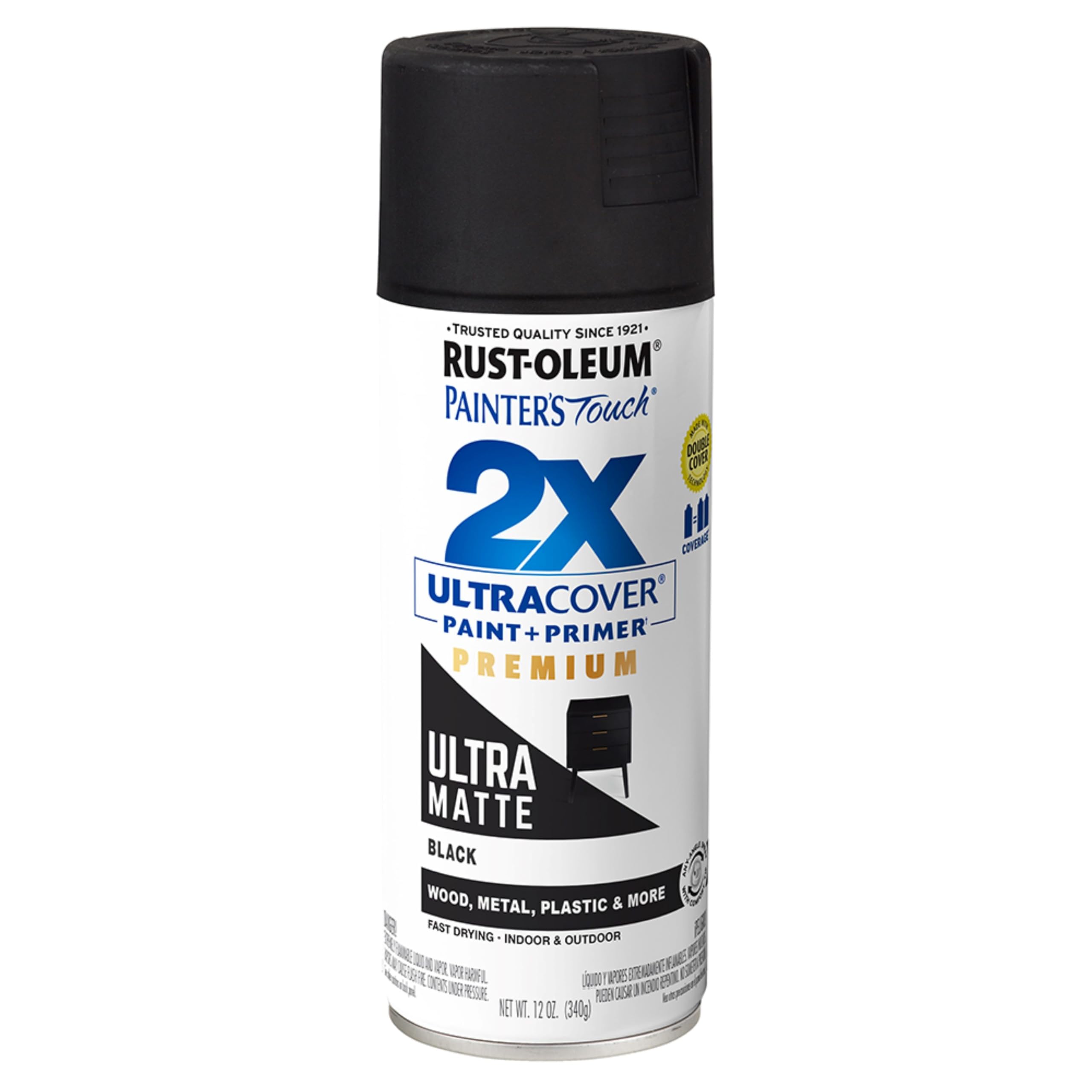 Rust-Oleum Painter's Touch 2X Ultra Cover Spray Paint, Ultra Matte Black
