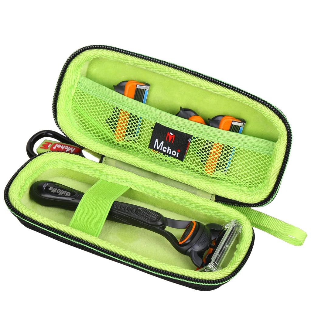 Mchoi Hard Carrying Case Fits for Fusion5 Men’s Razor & Proglide Shield Men's Razor, Case Only (Black, Green)