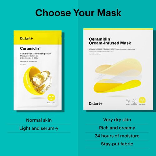 Dr.Jart+ Ceramidin Face Mask - Hydrating Korean Sheet Mask with Ceramides & Panthenol | Travel Size, 1 Pack