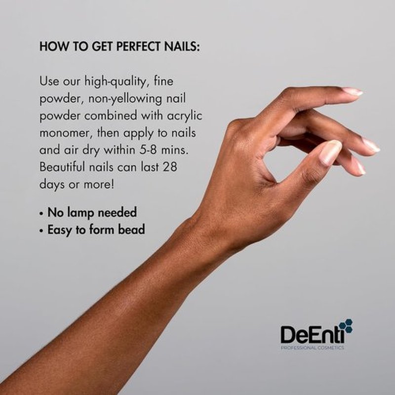 DeEnti Acrylic Nail Powder - 2oz Cover Pink | Professional Bubble-Free Formula for Long-Lasting, Chip-Resistant Nails