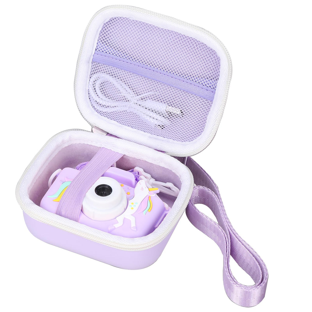 worfty Kids Camera Case Compatible with MAVOKIS/Envyvip/Seckton/KIZJORYA/Goopow Digital Video Camera Toys Camcorder Storage Holder Carrying - Purple Unicorn(Case Only)