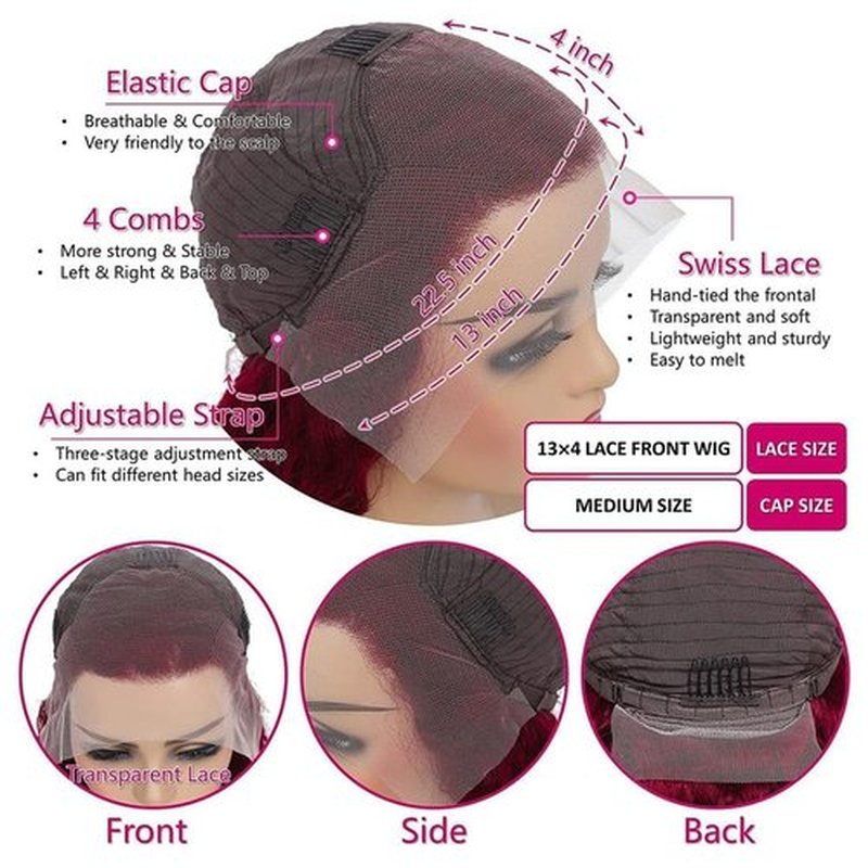 OLFORY Burgundy Wig Human Hair Wigs for Black Women13x4 Deep Wave Lace Front Wigs Pre Plucked 200% Density 99j Loose Deep Wave Wigs Red Wine Virgin Glueless Wig 30Inch