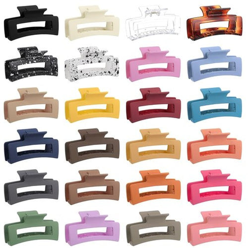 24 Pcs Medium Hair Claw Clips Set, 3.35 Inch Rectangle Claw Clips for Thick and Thin Hair Square Hair Clips for Women, Rectangle Hair Clip Banana Jaw Clip Hair Accessories for Girls (24 Colors)