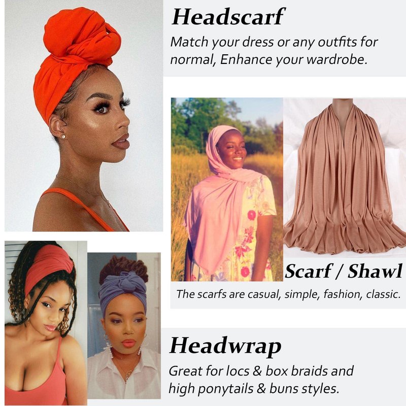 XTREND 1 Piece Head Wrap Jersey Turban Urban Hairband Scarf Fashion Headband Solid Color Breathable Soft Extra Long Head Band Tie for Women (Dark Brown)