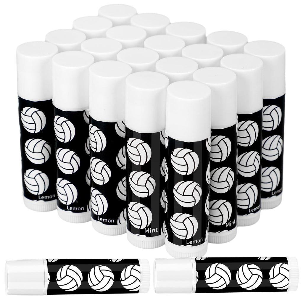 Suttmin 24 Pcs Volleyball Lip Balm Volleyball Team Gifts Volleyball Party Favors Volleyball Lip Balm Gift for Volleyball Team Volleyball Party Guest Supplies(Black)