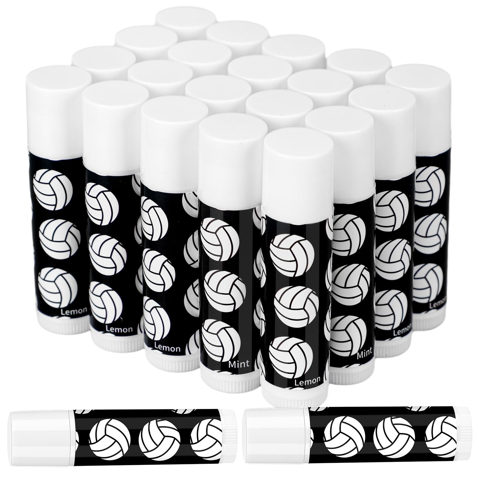 Suttmin 24 Pcs Volleyball Lip Balm Volleyball Team Gifts Volleyball Party Favors Volleyball Lip Balm Gift for Volleyball Team Volleyball Party Guest Supplies(Black)