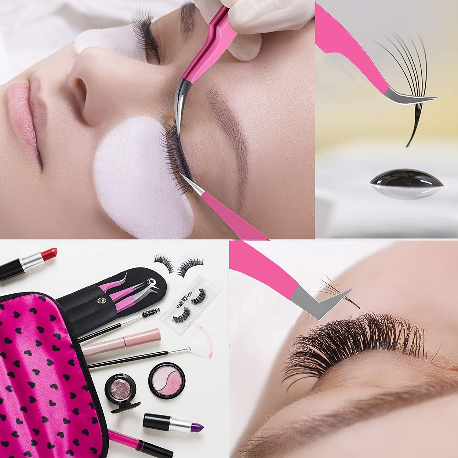 SIVOTE Lash Tweezers for Eyelash Extensions for Volume, Isolation & Classic Lashes, 6 Pack, Black & Pink