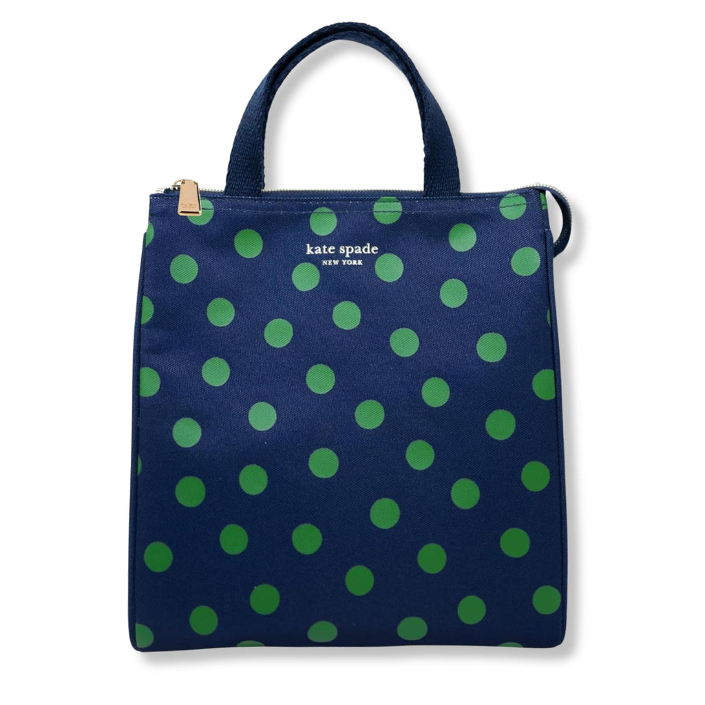 kate spade new york Portable Soft Cooler Lunch Bag, Thermal Tote with Insulated Interior Lining and Storage Pocket, Lunch Tote for Women, Sonnet Dot