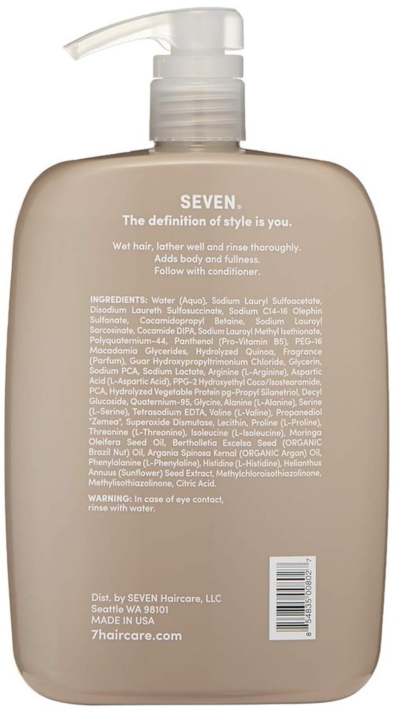 SEVEN Haircare Satara Volume Shampoo - Sulfate & Paraben Free, Pro Vitamin B5 & Argan Oil, 32oz