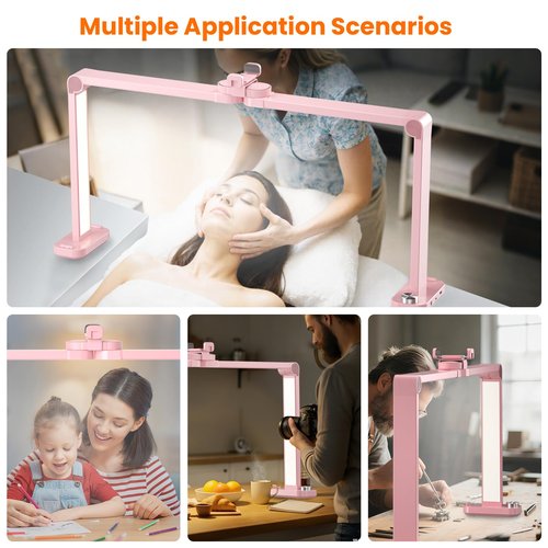 TiInsta Nail Light for Desk,34 Inch 48W Half Moon Light-Adjustable 3000K-6000K Color Temp, 0-100% Brightness,Nails lamp with Phone Stand,for Nails Art,Tattoo,Eyebrow,Beauty,Reading,Salon