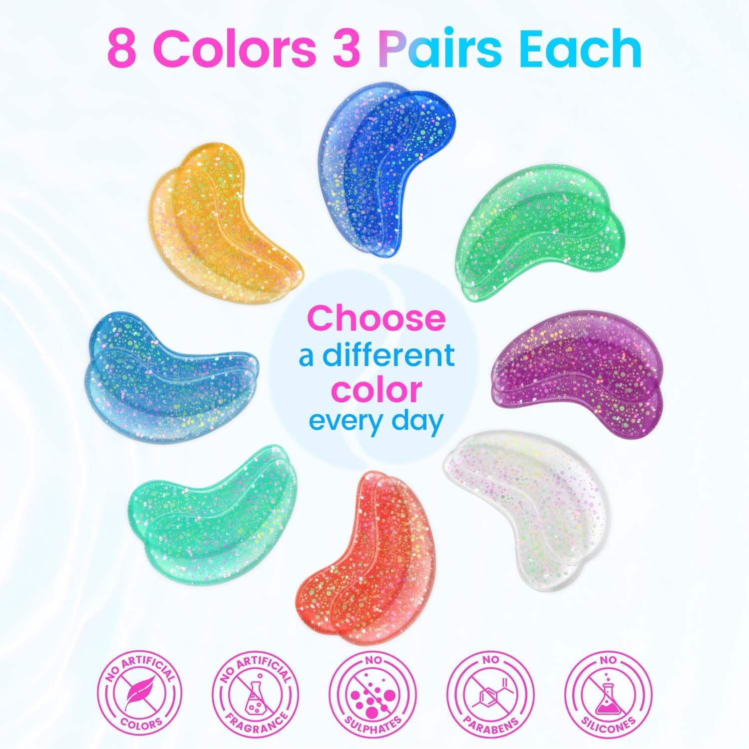 Onespring Eye Masks (8 Pairs) - Travel Essentials - Under Eye Patches for Dark Circles, Puffiness, Fine Lines with Collagen, Revitalises and Refreshes Your Skin, Bridesmaid Gift for Her