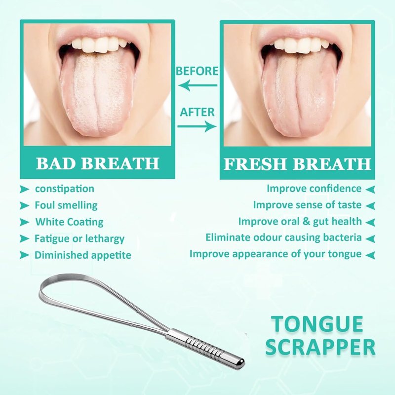 YASHIKA ENT Stainless Steel Tongue Scraper - 2 Pack Multicolor Travel Cases for Fresh Breath